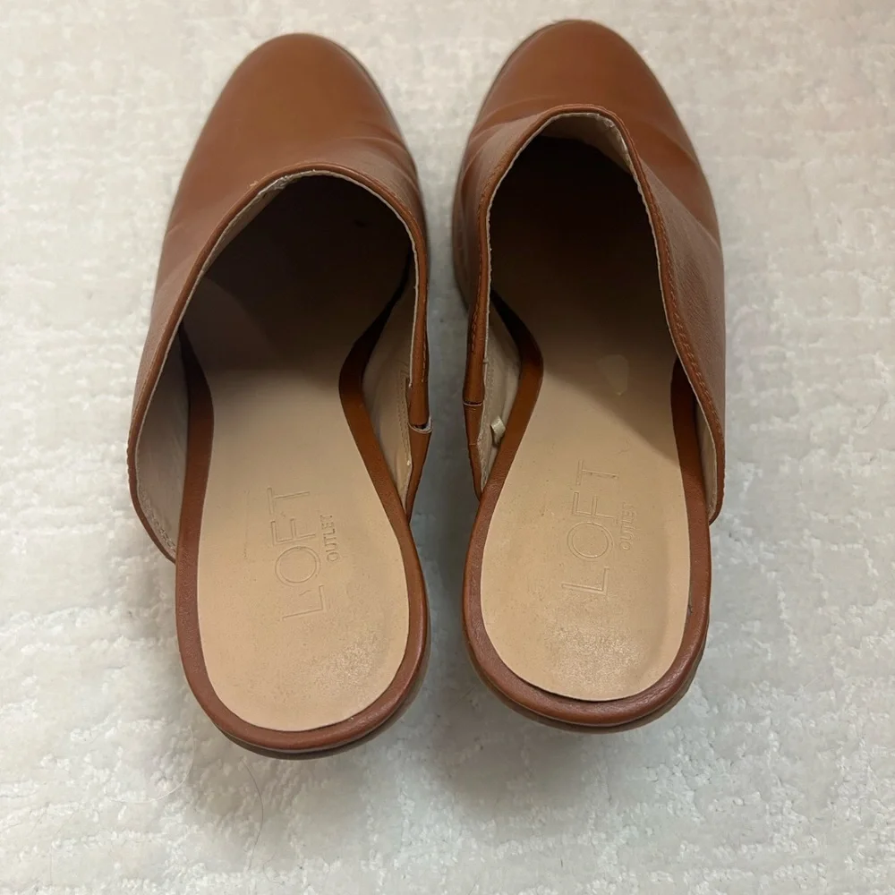 Loft light brown slip on mules clogs block heel faux leather 8 boho - Picture 8 of 11